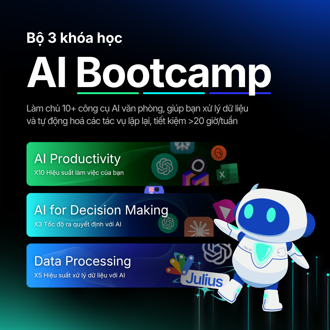 Combo khóa học: AI Productivity, AI for Decision Making và Data Processing