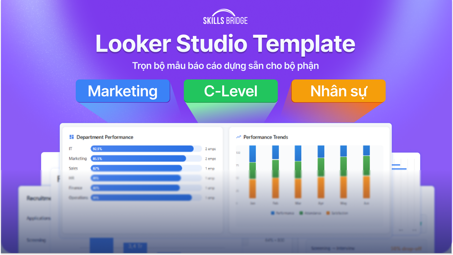 Looker Studio Template - Mẫu báo cáo dựng sẵn cho C-level, Marketing và Nhân sự