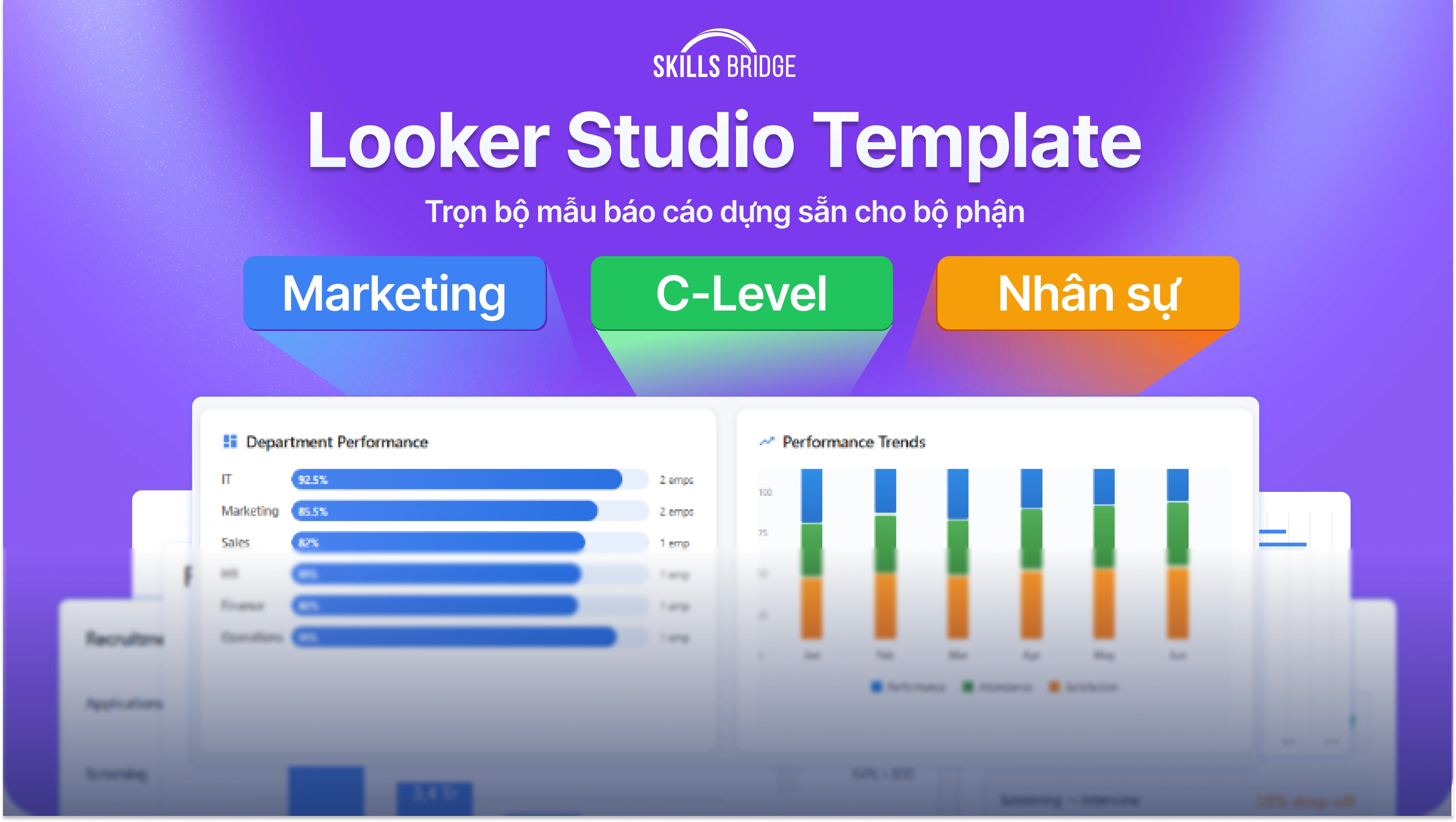 Bộ template Looker Studio cho phòng Marketing, C-Level và Nhân sự – hỗ trợ phân tích hiệu suất, đo lường KPIs, trực quan hóa dữ liệu