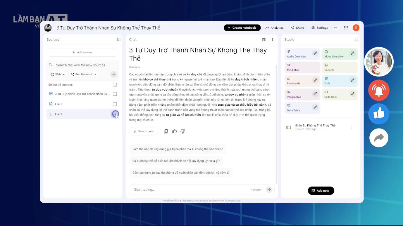 Nghiên cứu chuyên sâu với tính năng “Deep Research” tại ChatGPT Tách thành 2 hoặc 3 file kịch bản khác nhau cho cùng một bài nói dài hơn 11 slides