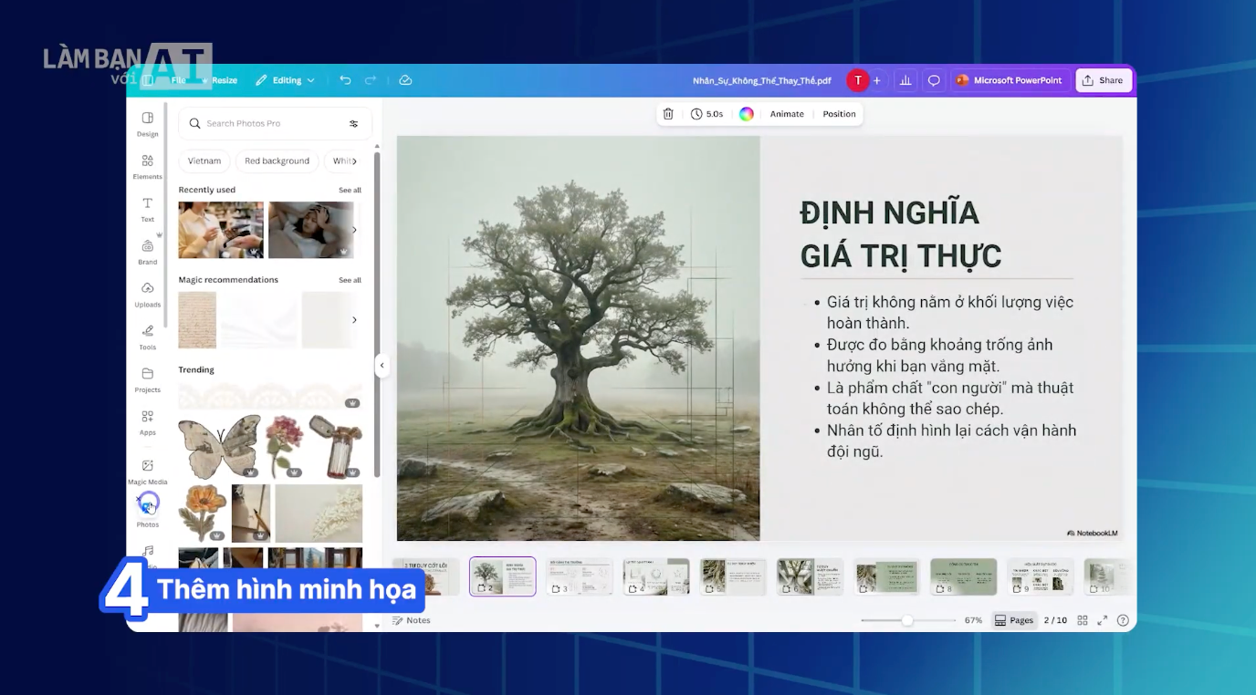 Nghiên cứu chuyên sâu với tính năng “Deep Research” tại ChatGPT Thêm hình ảnh minh hoạ trên Canva