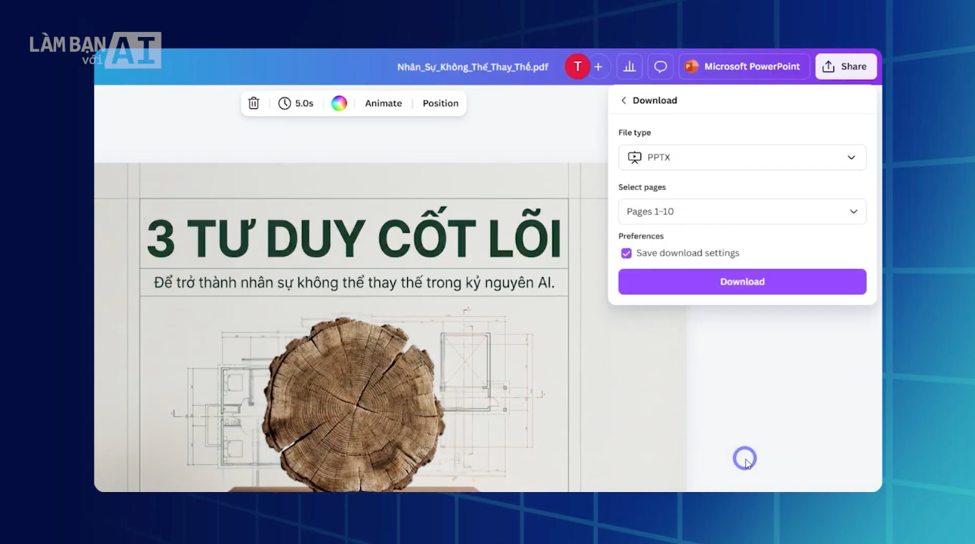 Nghiên cứu chuyên sâu với tính năng “Deep Research” tại ChatGPT Xuất file PPT trên Canva