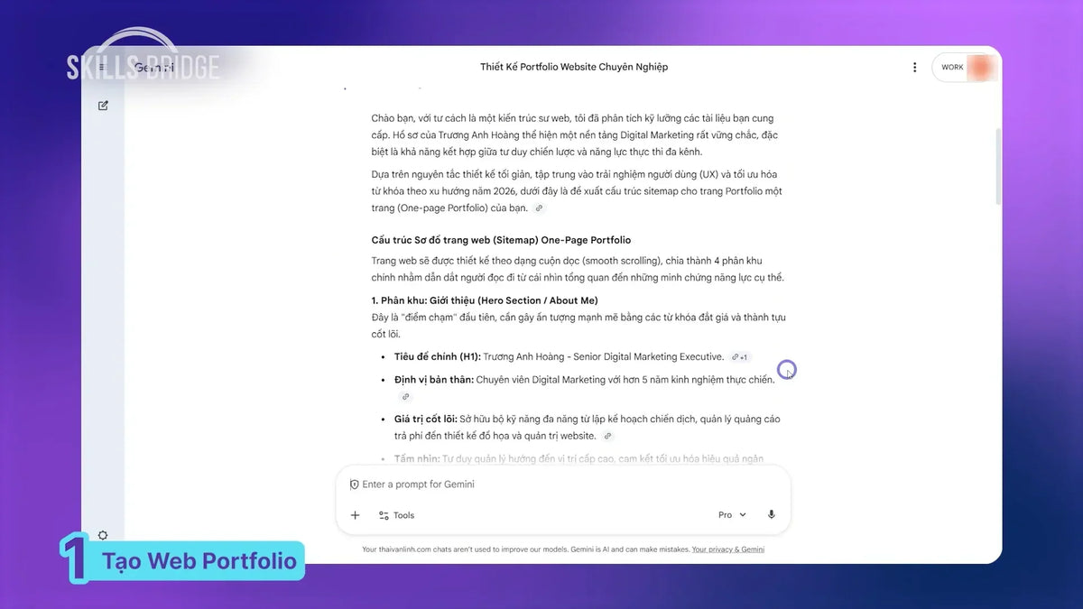 Cách tạo portfolio và landing page hoàn chỉnh bằng Google Gemini và NotebookLM