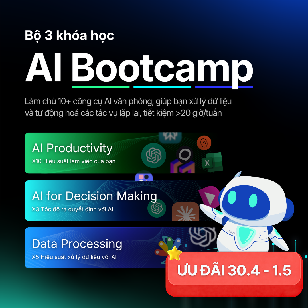 Combo khóa học: AI Productivity, AI for Decision Making và Data Processing