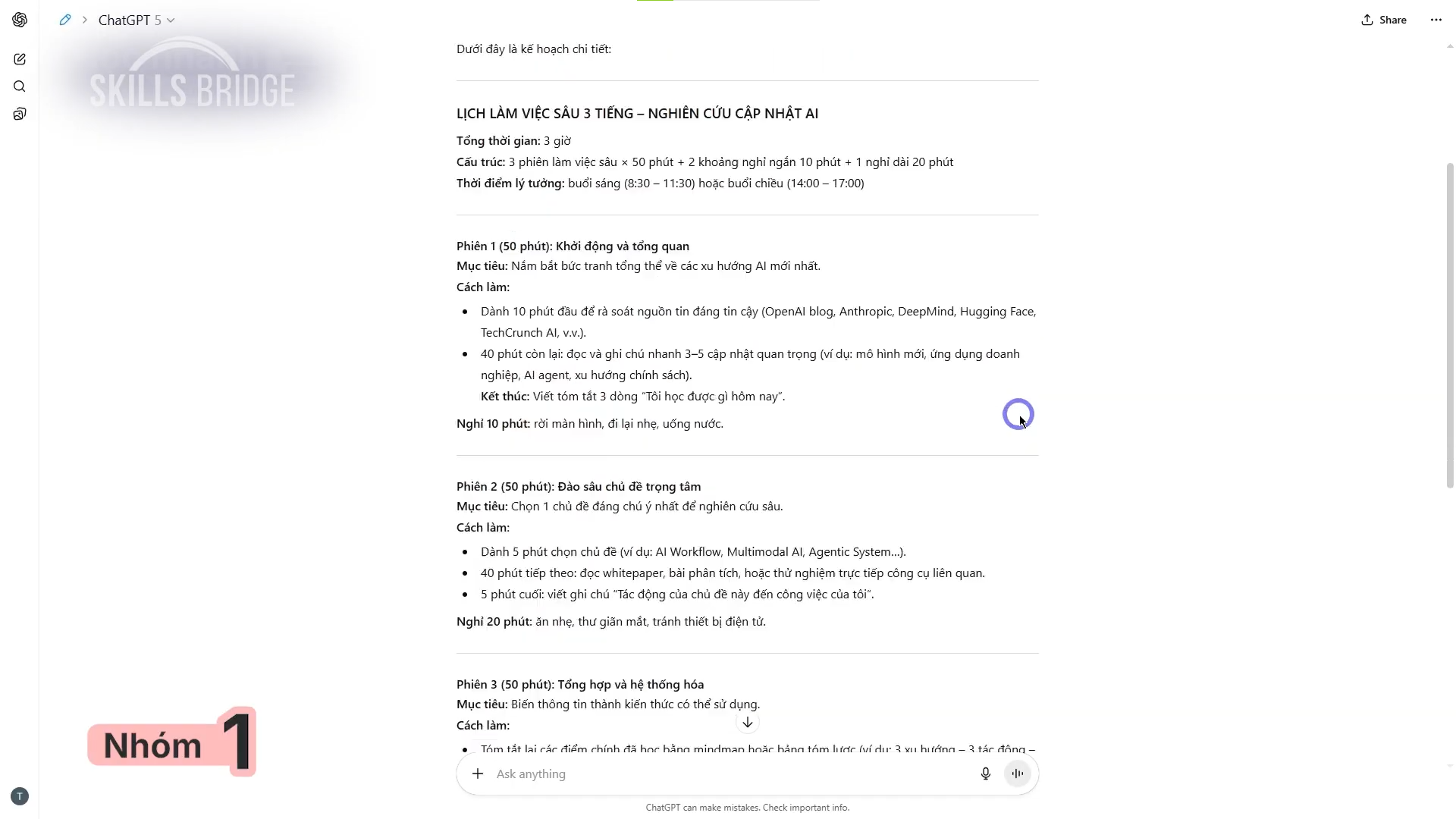 Nghiên cứu chuyên sâu với tính năng “Deep Research” tại ChatGPT