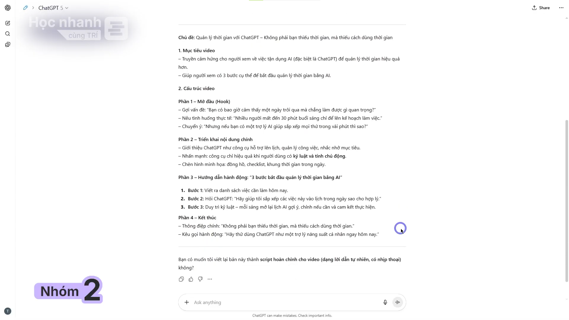 Nghiên cứu chuyên sâu với tính năng “Deep Research” tại ChatGPT