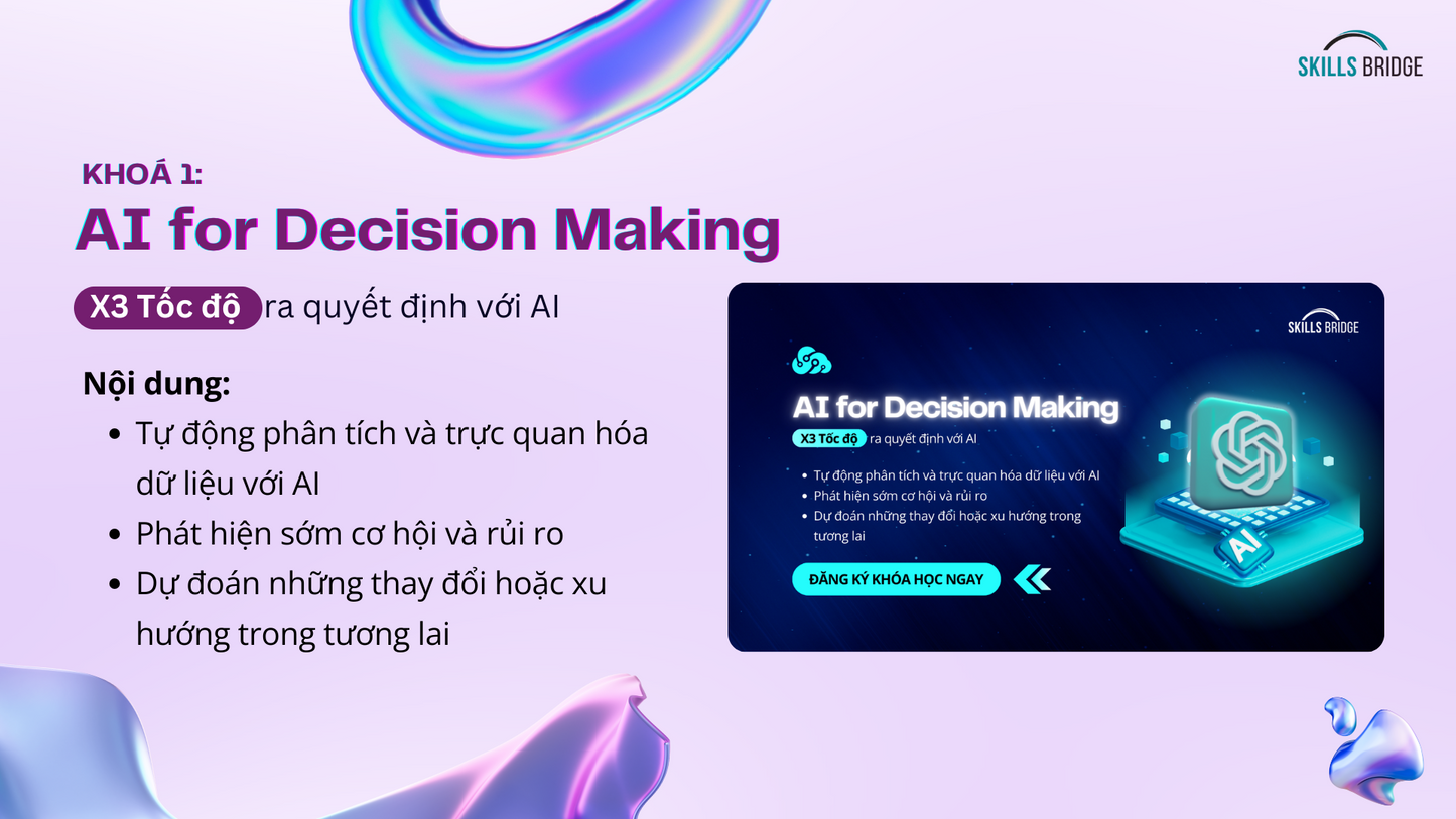 Combo 3 Khoá Học AI: AI Productivity, AI for Decision Making và GenAI