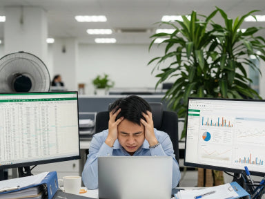 Nhân viên mệt mỏi vì làm báo cáo thủ công trên nhiều file Excel