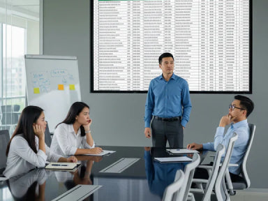 Bảng báo cáo Excel nhiều số liệu nhưng thiếu trực quan khiến việc trình bày kém hiệu quả