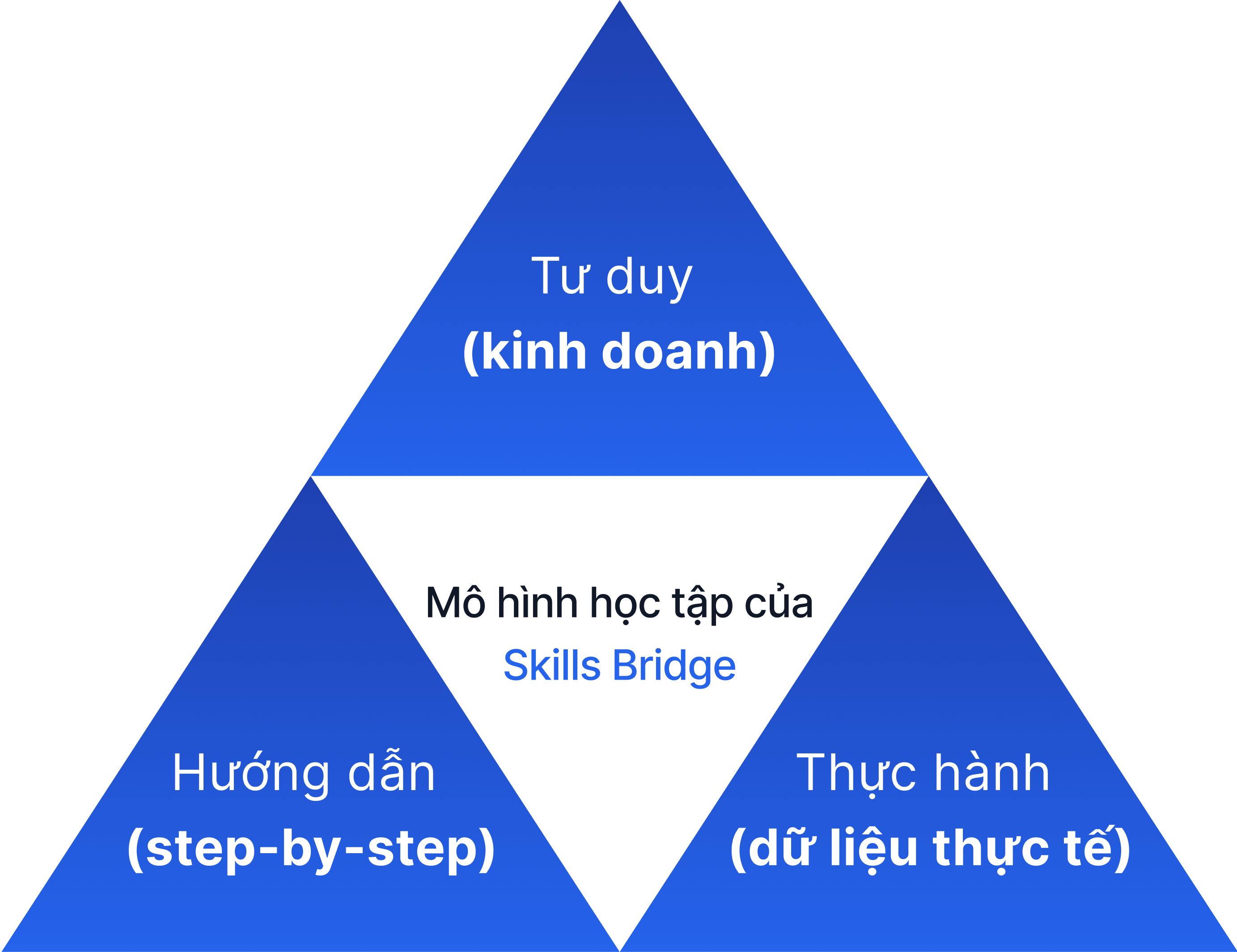 Mô hình học tập tại Skills Bridge: kết hợp tư duy kinh doanh, hướng dẫn từng bước và thực hành với dữ liệu thực tế
