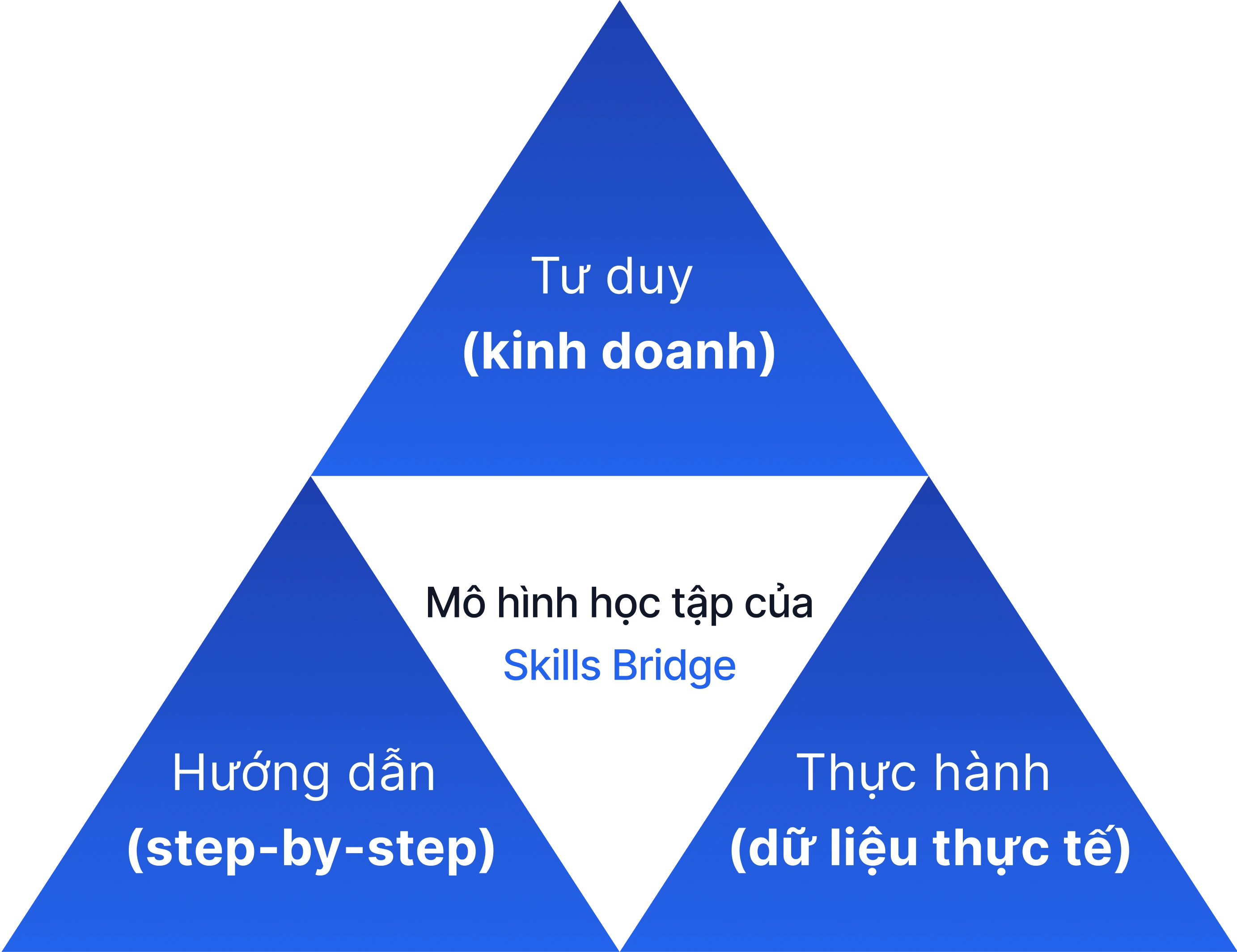 Mô hình học tập tại Skills Bridge: kết hợp tư duy kinh doanh, hướng dẫn từng bước và thực hành với dữ liệu thực tế