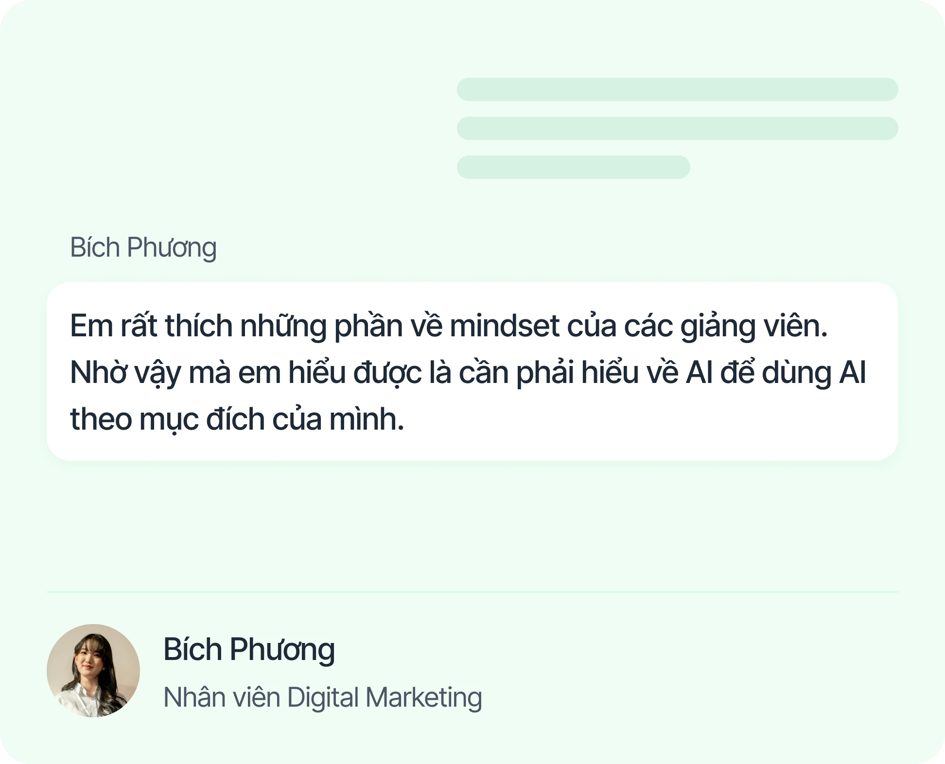 Feedback học viên AI Productivity: hiểu mindset giảng viên để ứng dụng AI đúng mục đích