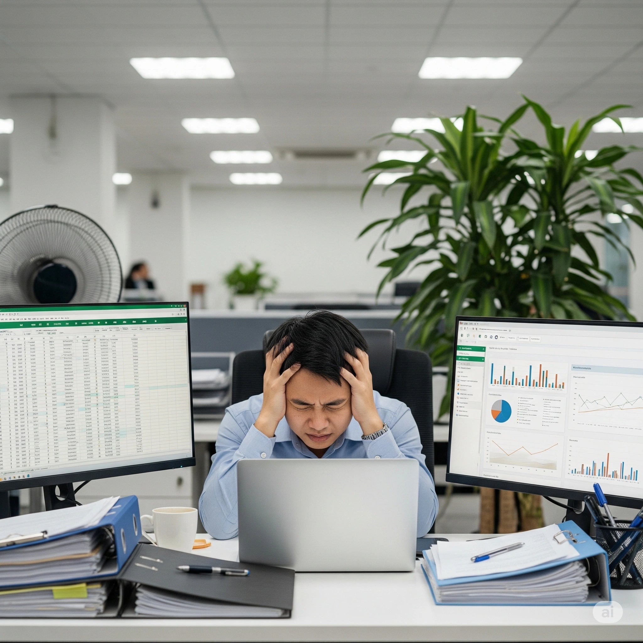Nhân viên mệt mỏi vì làm báo cáo thủ công trên nhiều file Excel