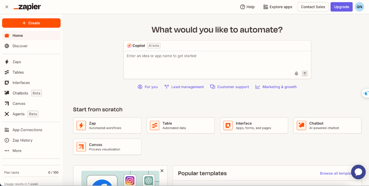 Ứng dụng Zapier AI tự động hóa