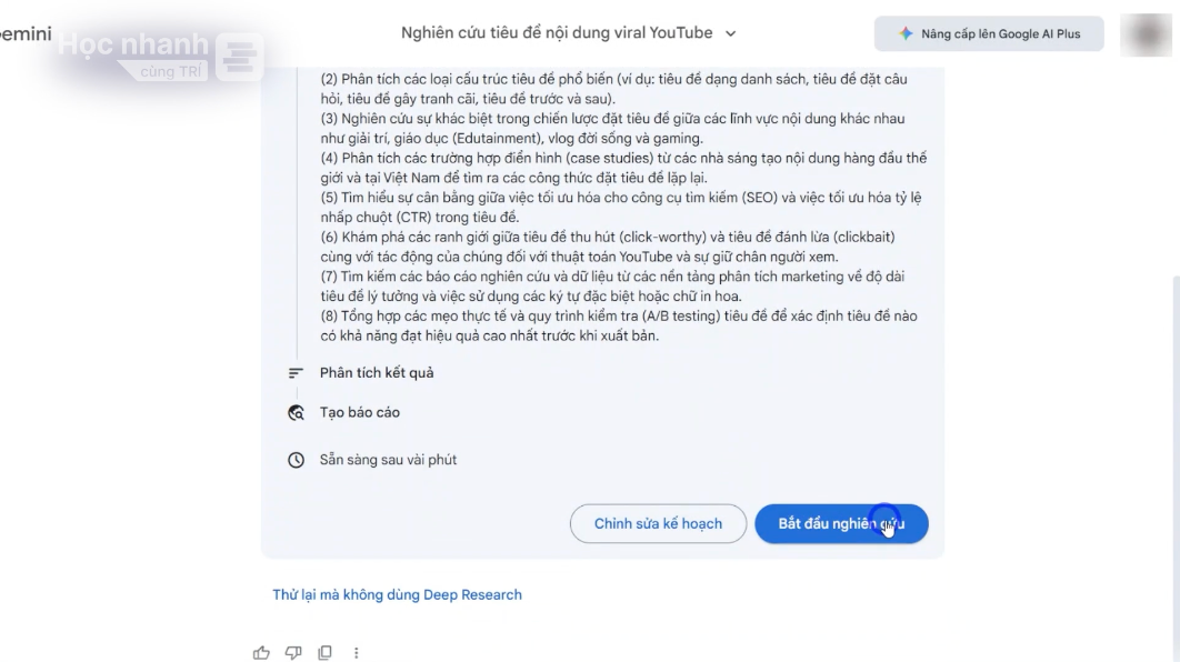 Nghiên cứu chuyên sâu với tính năng “Deep Research” tại ChatGPT